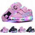 Children Wheels Roller Shoes For Girls Boys LED Light Up Roller Skate Trainers F 1