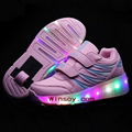 Children Wheels Roller Shoes For Girls Boys LED Light Up Roller Skate Trainers F 5