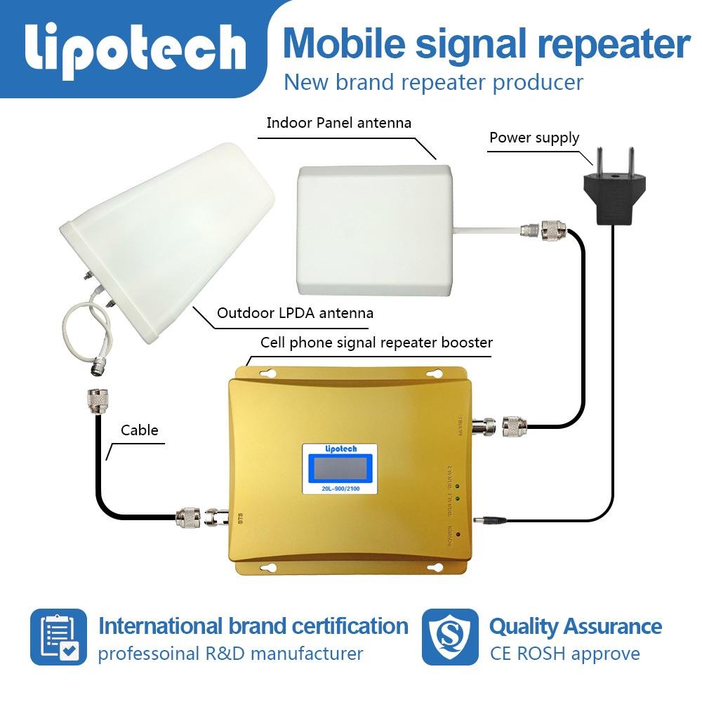 Without dropped call  dual band GSM WCDMA mobile signal repeater  booster 4