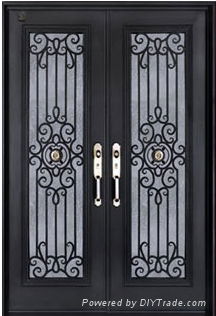 Xiamen High Quality Security Entry Door Wrought Iron Doors with Low-E Glass 2