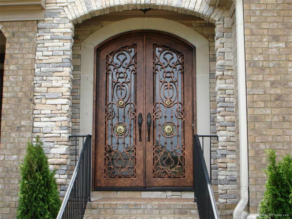 Xiamen Hot Sales Home Used Wrought Iron Entry Doors