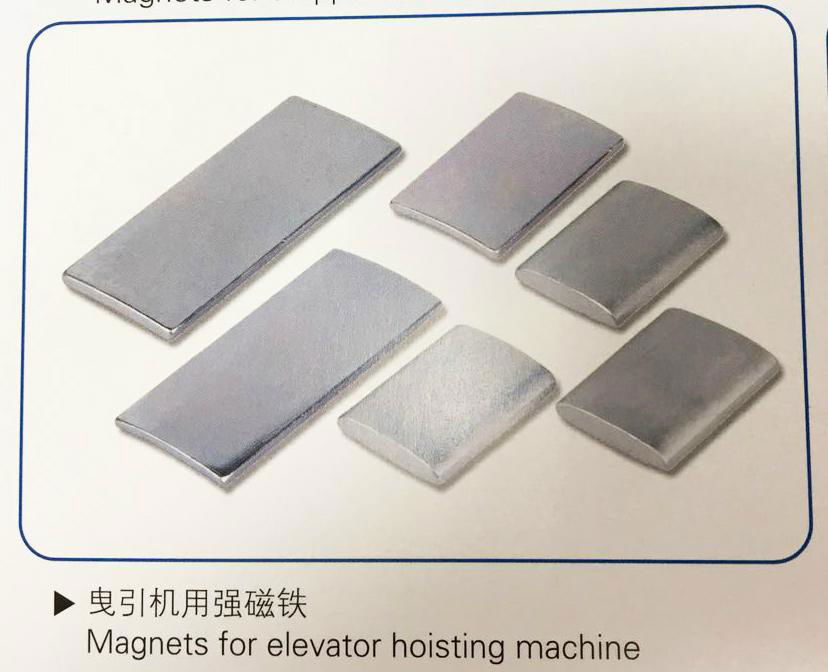 Magnets for elevator hoisting machine 