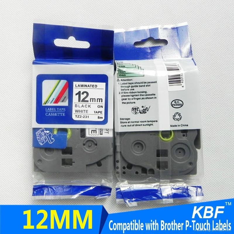 Best seller 12mm black on white compatible brother p-touch label tape TZe-231