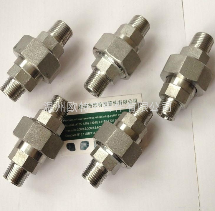 高压锻造管件双外螺纹外丝活接由壬304/316L,RC/NPT 3