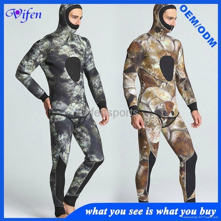 mens two piece spearfishing wetsuit 5mm camo color