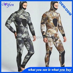 mens two piece spearfishing wetsuit 5mm camo color