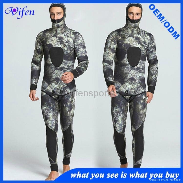 mens two piece spearfishing wetsuit 5mm camo color 2