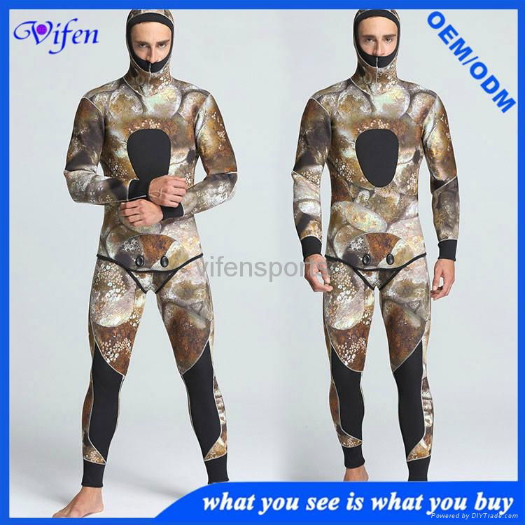 mens two piece spearfishing wetsuit 5mm camo color 3