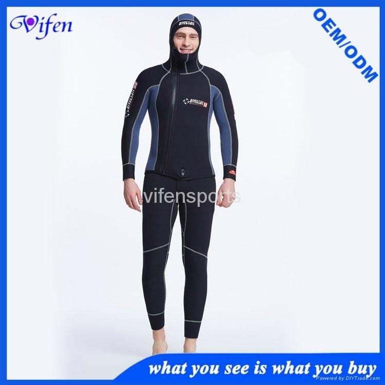 mens 5mm two piece SCR wetsuit scuba suit mercerized cloth best quality 5