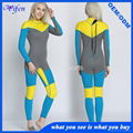 women 3mm neoprene diving suit wetsuit swimming wear yellow blue with gray fashi