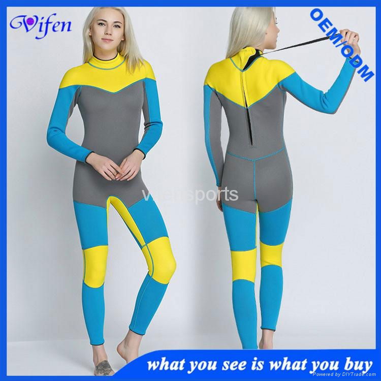 women 3mm neoprene diving suit wetsuit swimming wear yellow blue with gray fashi 3