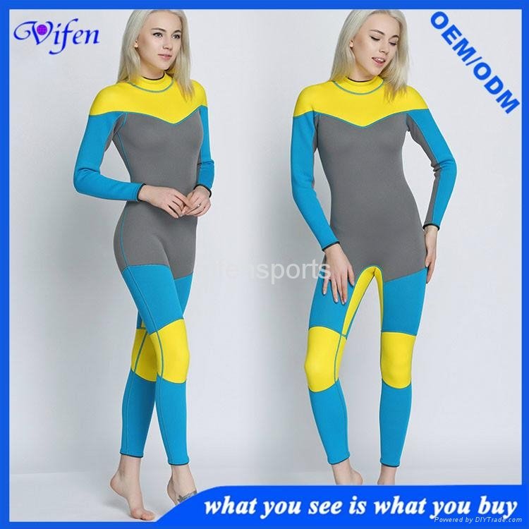 women 3mm neoprene diving suit wetsuit swimming wear yellow blue with gray fashi 4