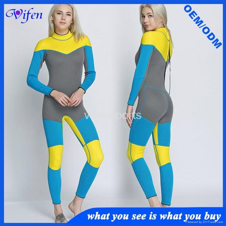 women 3mm neoprene diving suit wetsuit swimming wear yellow blue with gray fashi 5