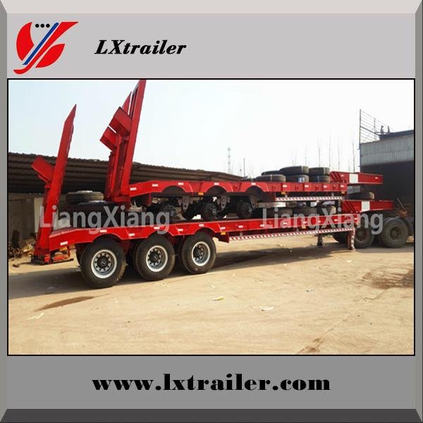 60Tons low loader 13m low bed semi trailer for excavator transport 2