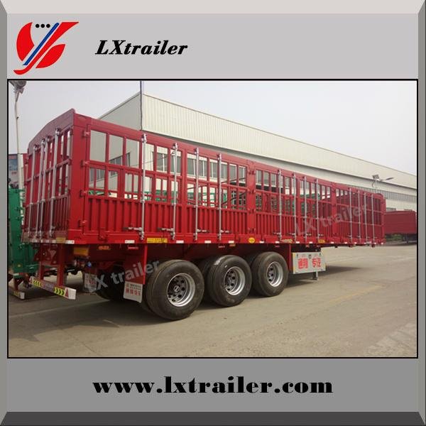 Tri-axle 12 wheels cargo transport dropside trailer fence semi-trailer 3