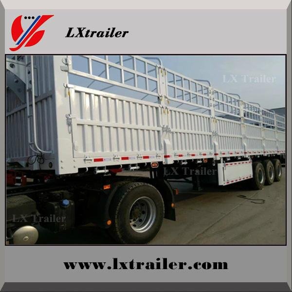 Tri-axle 12 wheels cargo transport dropside trailer fence semi-trailer 4