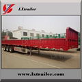 Howo tractor truck use tri axle flatbed drop side wall semi trailer dimensions 2