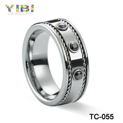 2017 China Comfort Fit Tungsten 316L Stainless Steel Gey Jewelry Men Ring 2017