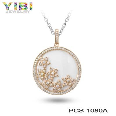 New Models Fashion Rose Gold Plating And CZ Inlaid Flower Pendants For Jewelry M