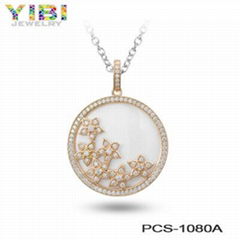 New Models Fashion Rose Gold Plating And CZ Inlaid Flower Pendants For Jewelry M