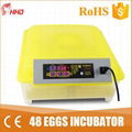 HHD 12 months warranty high hatching rate automatic egg incubator for sale 48 eg