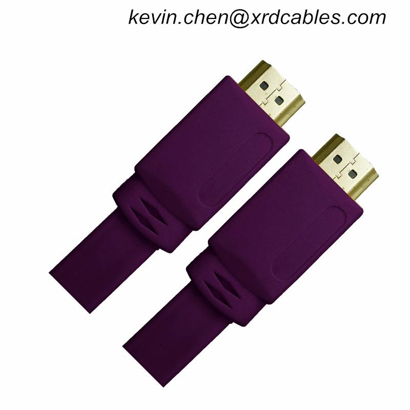 High speed Gold Plated Plug Male-Male flat HDMI Cable 1.4 Version HD 1080P 3D fo 2