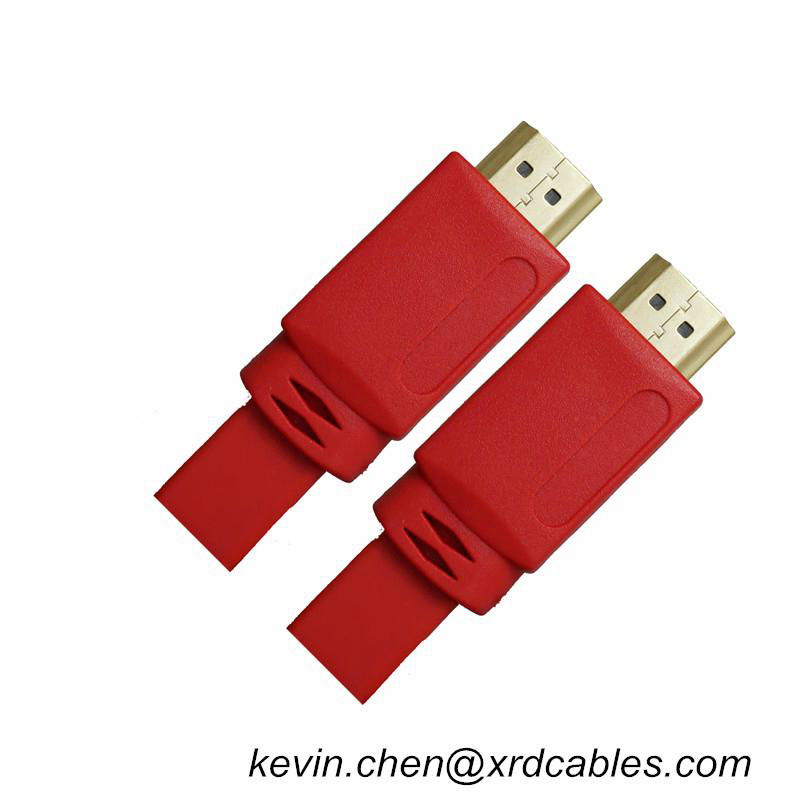 High speed Gold Plated Plug Male-Male flat HDMI Cable 1.4 Version HD 1080P 3D fo 3