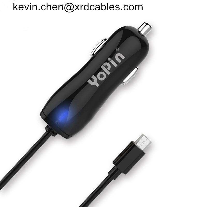 USB Car Charger 2.1A with 0.75m Micro USB Cable for xiaomi Samsumng Huawei 3