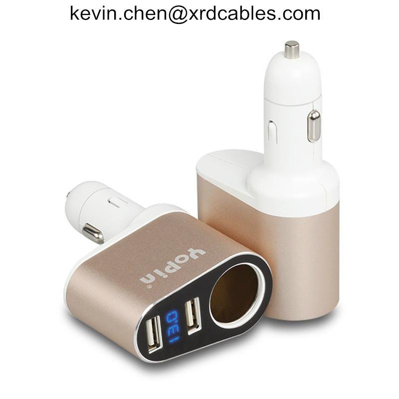 12-24V 3.1A Dual USB Car Charger Adapter With Voltage Current Display Charger Ca 4