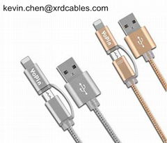 2in1 Cable Micro usb to 8 Pin Adapter Cable For iPhone 7plus