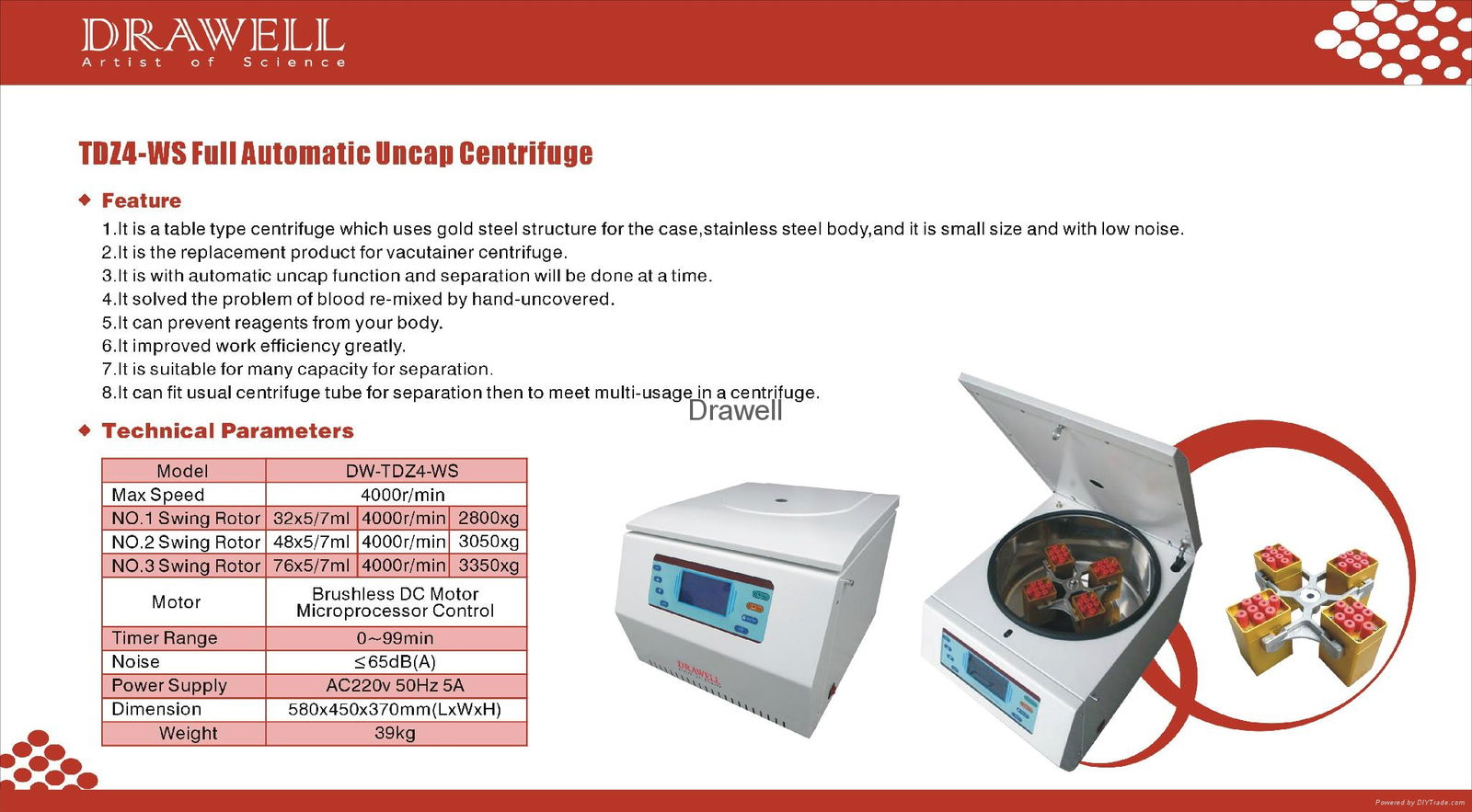 TDZ4-WS Full Automatic Uncap Centrifuge 4