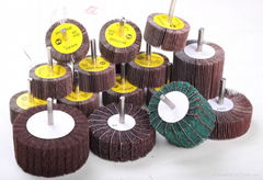 Non-woven abrasive flap wheel with shaft