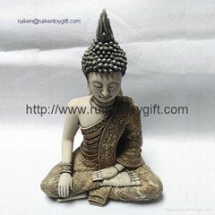 9 Inch Bronze Polystone Sitting Buddha Statue