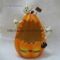 10 Inch Resin Pumpkin With Three Ghost 1