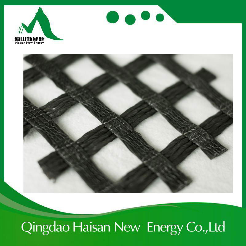 100KN/m Biaxial warp knitting polyester geogrid used in road expansion 4