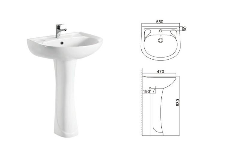 Nice design for full pedestal style face washing basin 3