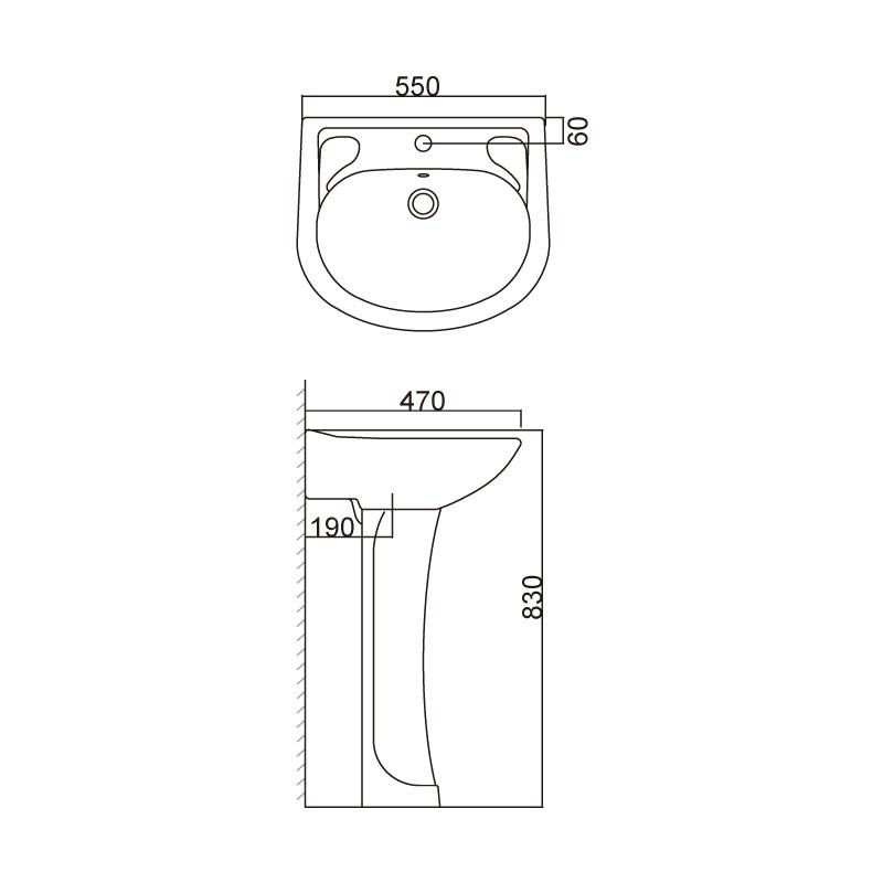 Nice design for full pedestal style face washing basin 2