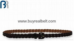 Ladies Buckle Wrapped Leather Braided Belt