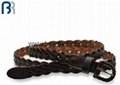 Ladies Buckle Wrapped Leather Braided Belt 2