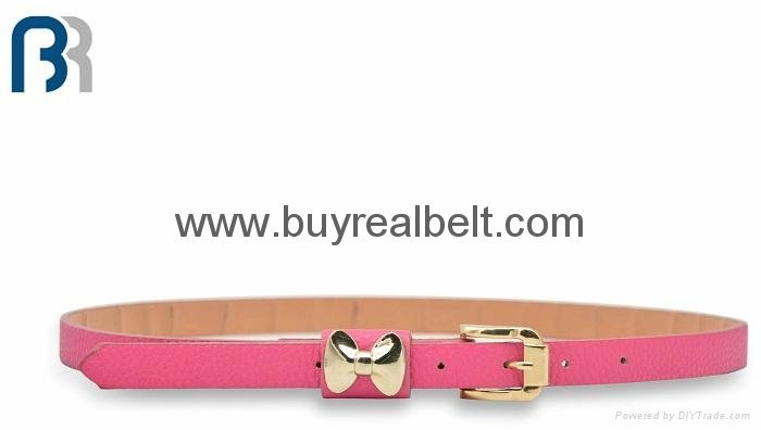 Red PU Belt With Gold Shine Metal