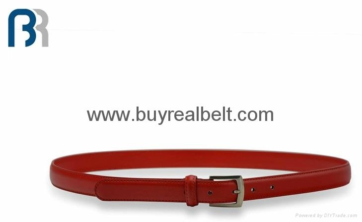 Ladies Red Stitching PU Belt