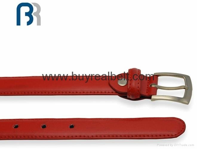 Ladies Red Stitching PU Belt 4