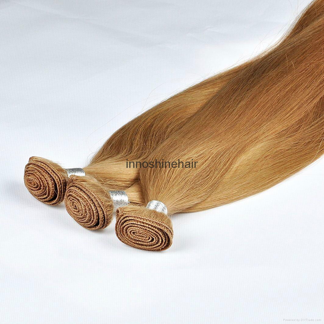 Double Drawn Brown Remy Human Hair Weft hair weaving 3