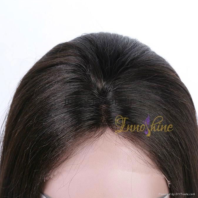 100% Wholesale Virgin  Human Hair silky straight Remy Full Lace Wig 3