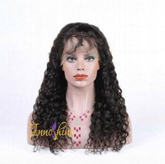 100%Wholesale cheap Good Quality Brazilian  Water Wave Human Hair Full Lace Wig 