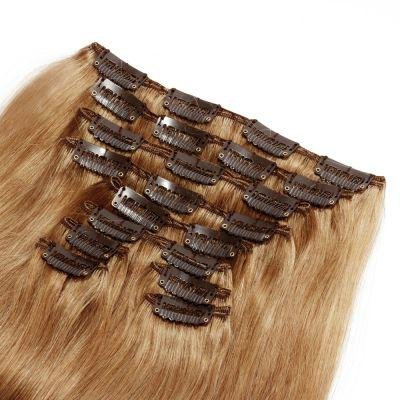 100% Best Hair Extensions Virgin Straight Remy Human Hair Clip in Hair Extension 3