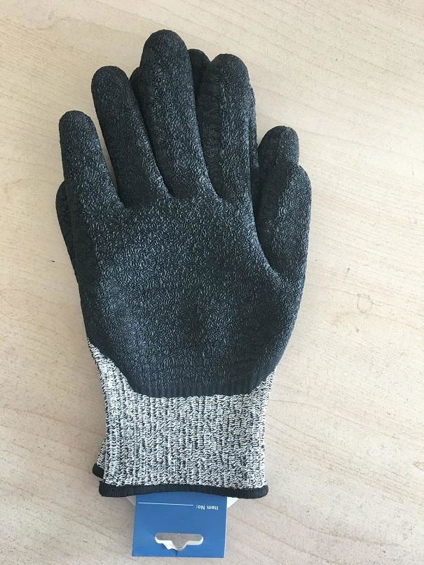 Level 5 HPPE liner with latex crinkle finished palm coating glove 2
