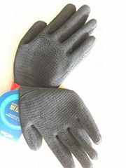 13 gauge angular polyester liner with latex foam finished palm coating glove