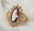 Korean popular charm purple diamond ring Restoring ancient ways