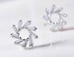 The new cyclone set auger zircon earrings Sweet temperament earrings Jewelry